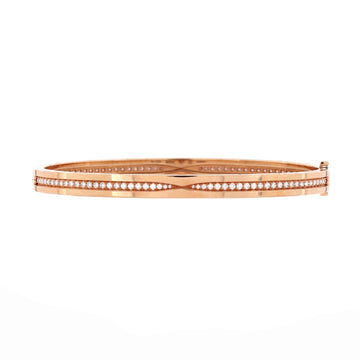 Bvlgari B.Zero1 Hinged Bangle Bracelet 18K Rose Gold with Pave Diamonds 5.5mm