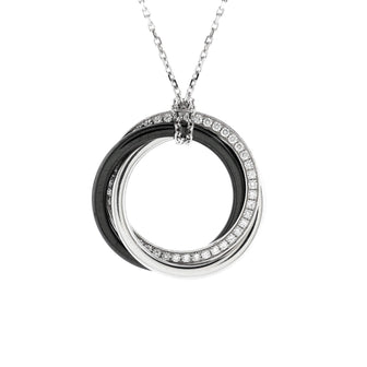 Cartier Trinity Pendant Necklace 18K White Gold with Diamonds and Ceramic Small