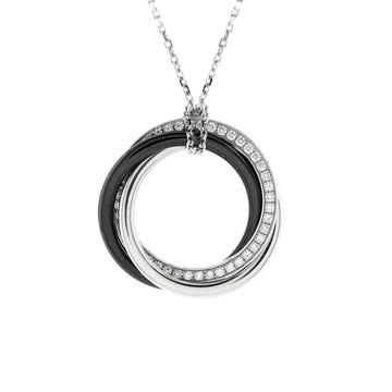 Cartier Trinity Pendant Necklace 18K White Gold with Diamonds and Ceramic Small