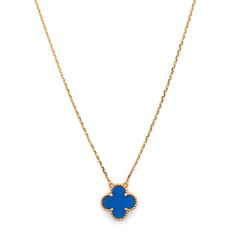Van Cleef & Arpels Vintage Alhambra Pendant Necklace 18K Yellow Gold and Agate
