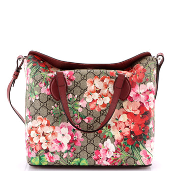 Gucci Signature Fold Over Tote Blooms Print GG Coated Canvas Medium