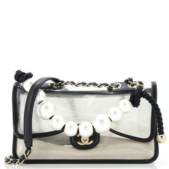Chanel Sand By The Sea Pearl Flap Bag PVC with Lambskin Medium