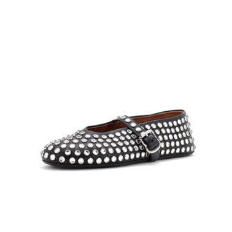 Alaia Women's Buckle Ballerina Flats Leather with Crystals