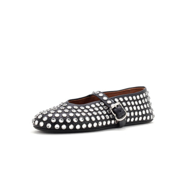 Alaia Women's Buckle Ballerina Flats Leather with Crystals