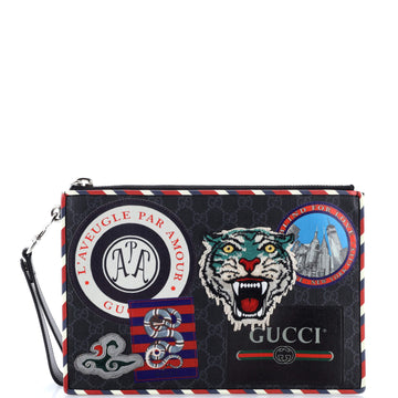 Gucci Night Courrier Pouch GG Coated Canvas with Applique