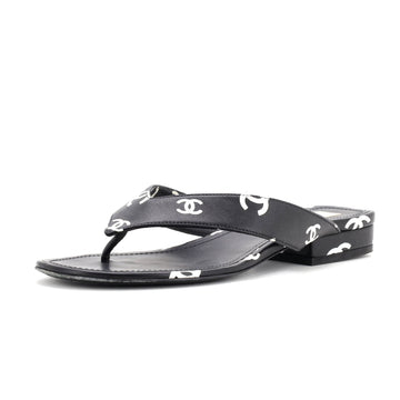 Chanel Women's CC Coco Beach Thong Sandals Printed Leather