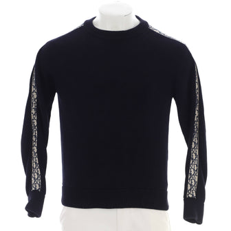 Christian Dior Men's Oblique Trim Crewneck Sweater Cotton