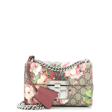Gucci Padlock Shoulder Bag Blooms Print GG Coated Canvas Small