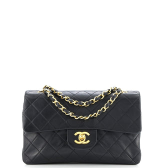 Chanel Vintage Classic Double Flap Bag Quilted Lambskin Small