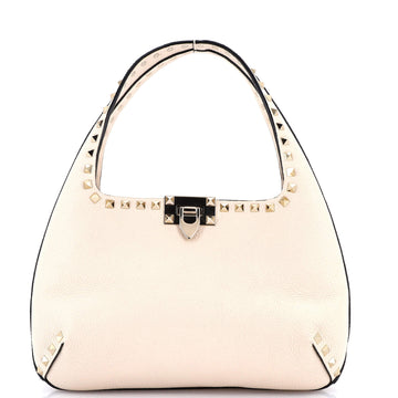 Valentino Garavani Rockstud Flip Lock Hobo Leather Small