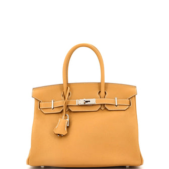 Hermes Birkin Handbag Brown Togo with Palladium Hardware 30