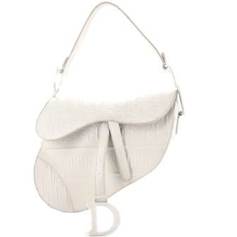 Christian Dior Saddle Handbag Oblique Embossed Calfskin Medium