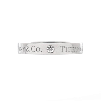Tiffany & Co. Logo Band Ring Platinum and Diamonds 4mm