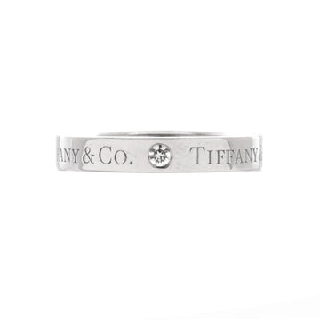 Tiffany & Co. Logo Band Ring Platinum and Diamonds 4mm
