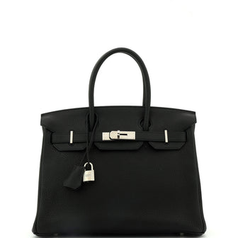 Hermes Birkin Handbag Grey Clemence with Palladium Hardware 30