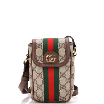 Gucci Ophidia Vertical Flap Crossbody Bag GG Coated Canvas Mini