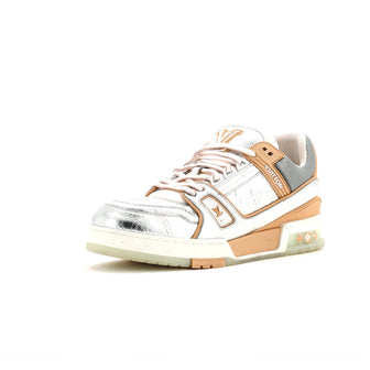 Louis Vuitton Men's LV Trainer Sneakers Monogram Embossed Metallic Leather