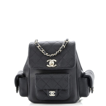 Chanel Duma Multipocket Drawstring Backpack Quilted Caviar Mini