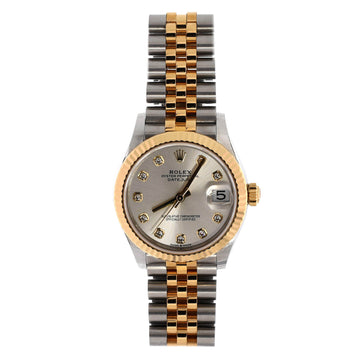 Rolex Oyster Perpetual Datejust Automatic Watch Stainless Steel and Yellow Gold with Diamond Markers 31