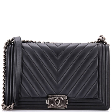 Chanel Boy Flap Bag Chevron Lambskin Old Medium