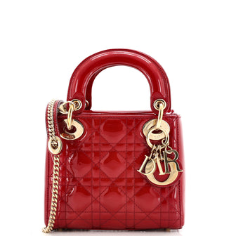 Christian Dior Lady Dior Chain Bag Cannage Quilt Patent Mini