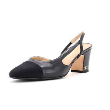 Chanel Women’s Cap Toe Slingback Pumps Leather