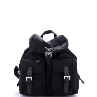 Prada Vela Double Front Pocket Backpack Tessuto with Saffiano Leather Small