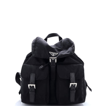 Prada Vela Double Front Pocket Backpack Tessuto with Saffiano Leather Small