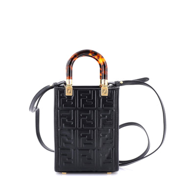 Fendi Sunshine Shopper Tote Zucca Embossed Leather Mini