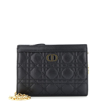 Christian Dior Caro Clutch with Chain Cannage Quilt Calfskin Small