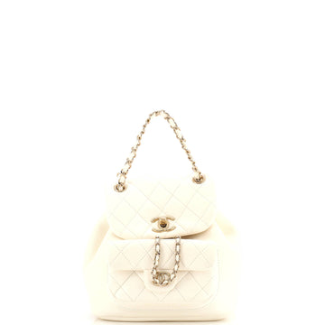Chanel Duma Drawstring Backpack Quilted Leather Small