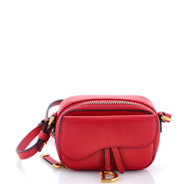 Christian Dior Saddle Shoulder Strap Pouch Goatskin Mini
