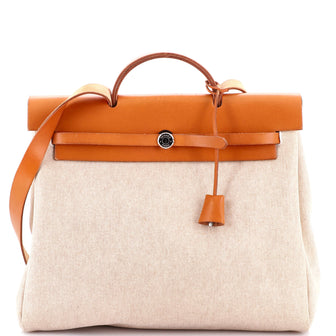 Hermes Herbag Toile and Leather MM