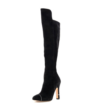Chanel Women's Knee High Heeled Boots Suede