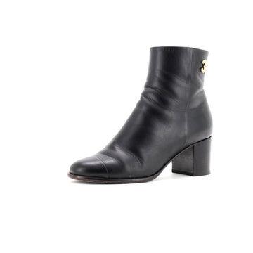 Chanel Women's CC Cap Toe Ankle Boots Leather