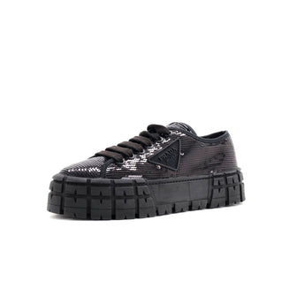 Prada Women's Double Wheel Platform Sneakers Sequins