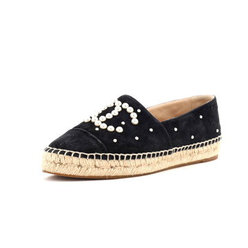 Chanel Women's CC Cap Toe Espadrilles Embellished Suede