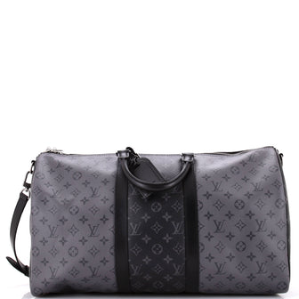 Louis Vuitton Keepall Bandouliere Bag Reverse Monogram Eclipse Canvas 50