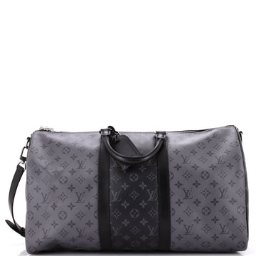 Louis Vuitton Keepall Bandouliere Bag Reverse Monogram Eclipse Canvas 50