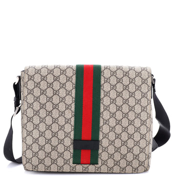 Gucci Web Flap Messenger Bag GG Coated Canvas Medium