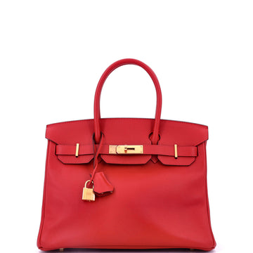 Hermes Birkin Handbag Red Epsom with Gold Hardware 30