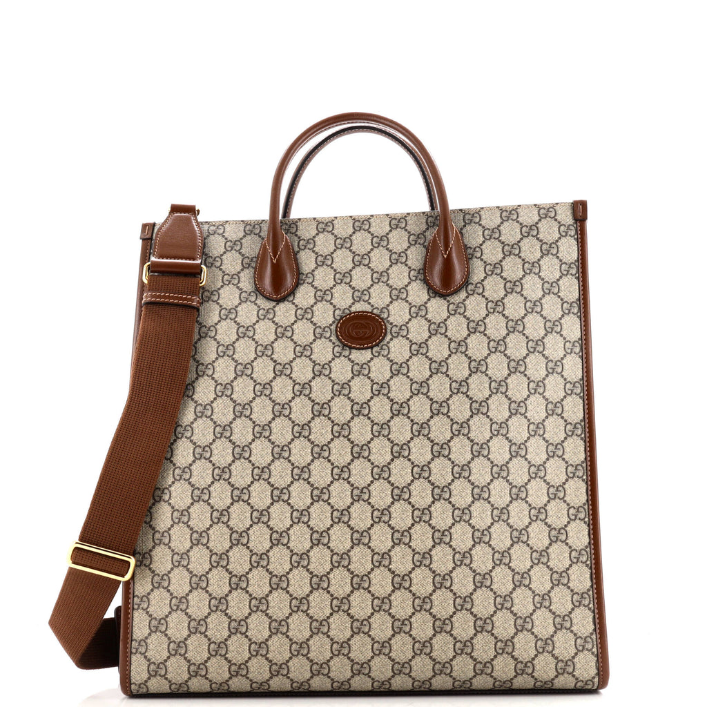 Gucci Interlocking G Tote GG Coated Canvas Vertical Brown 3446009