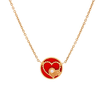 Rose des Vents Heart Motif Necklace 18K Yellow Gold with Diamond and Ceramic