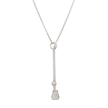 Hermes Kelly Clochette Pendant Necklace 18K White Gold with Diamonds Small
