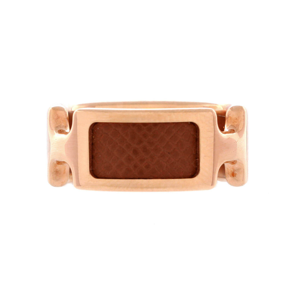 Hermes Olympe Ring Plated Metal and Leather 344621