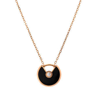 Cartier Amulette de Cartier Pendant Necklace 18K Rose Gold with Onyx and Diamond XS