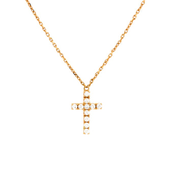 Cartier Cross Pendant Necklace 18K Rose Gold with Diamonds