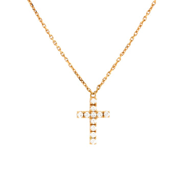 Cartier Cross Pendant Necklace 18K Rose Gold with Diamonds