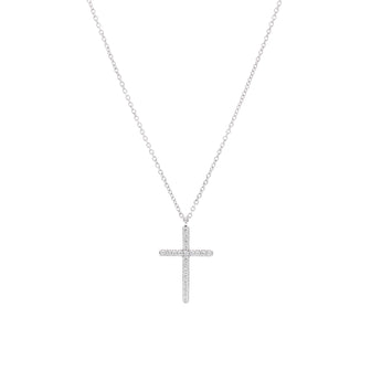 Tiffany & Co. Metro Cross Pendant Necklace 18K White Gold and Diamonds Medium