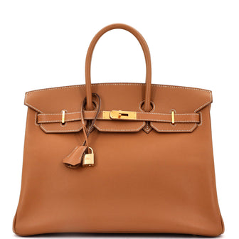 Hermes Birkin Handbag Brown Epsom with Gold Hardware 35